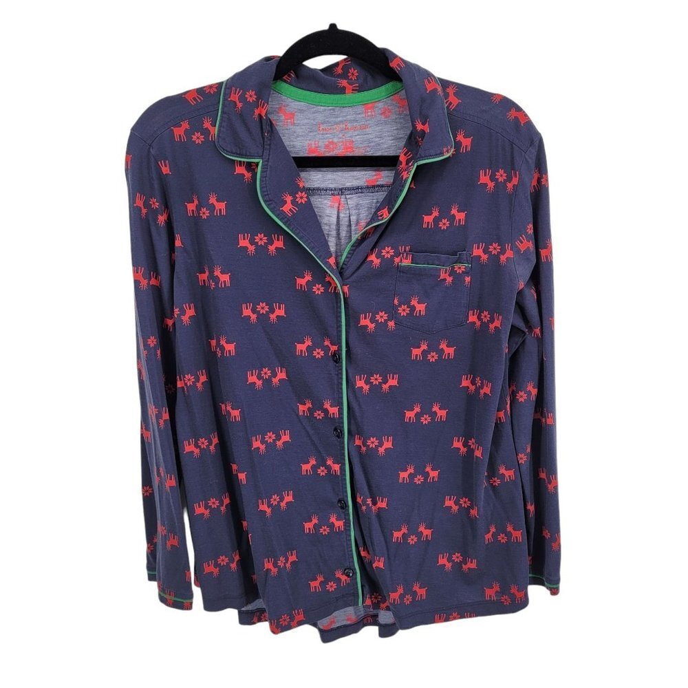 Love Hanna womens medium blue red hanna andersson button up sleep shirt cotton